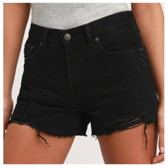 We The Free‎ Sofia Distressed Denim Cut Off Shorts Black Size 26 - Picture 2 of 11